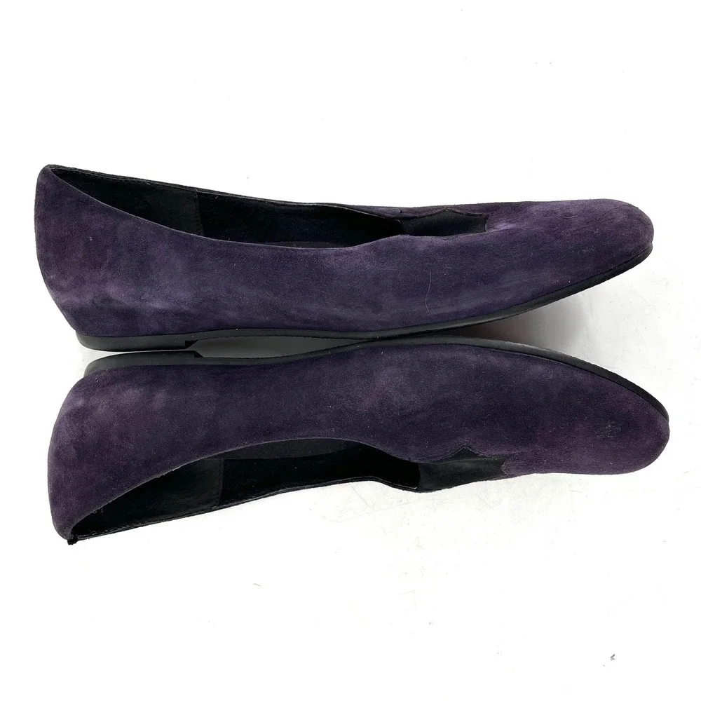 Munro American Women's Purple Suede‎ Scalloped Ballet Flats 11.5